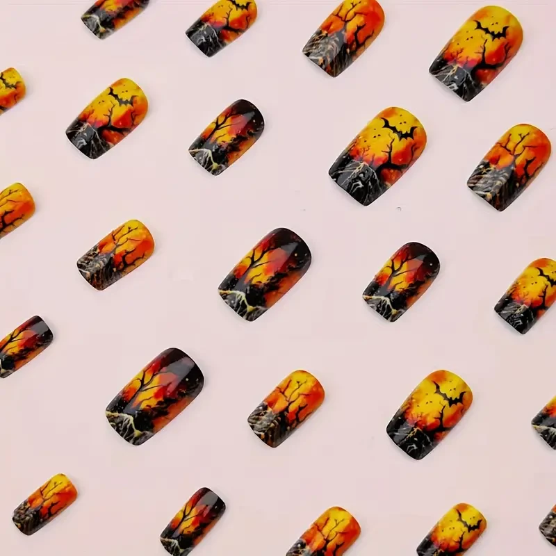 Juego de 24 uñas postizas de Halloween