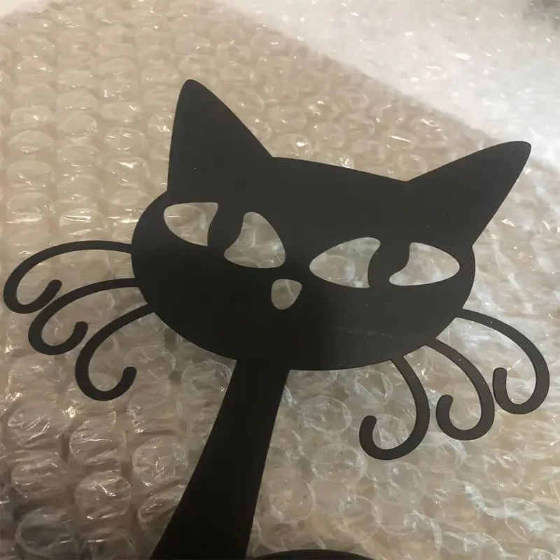 1 portavelas de gato de metal negro caprichoso