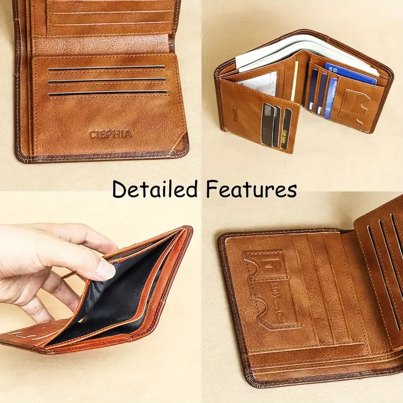 Carteras de cuero genuino con bloqueo RFID