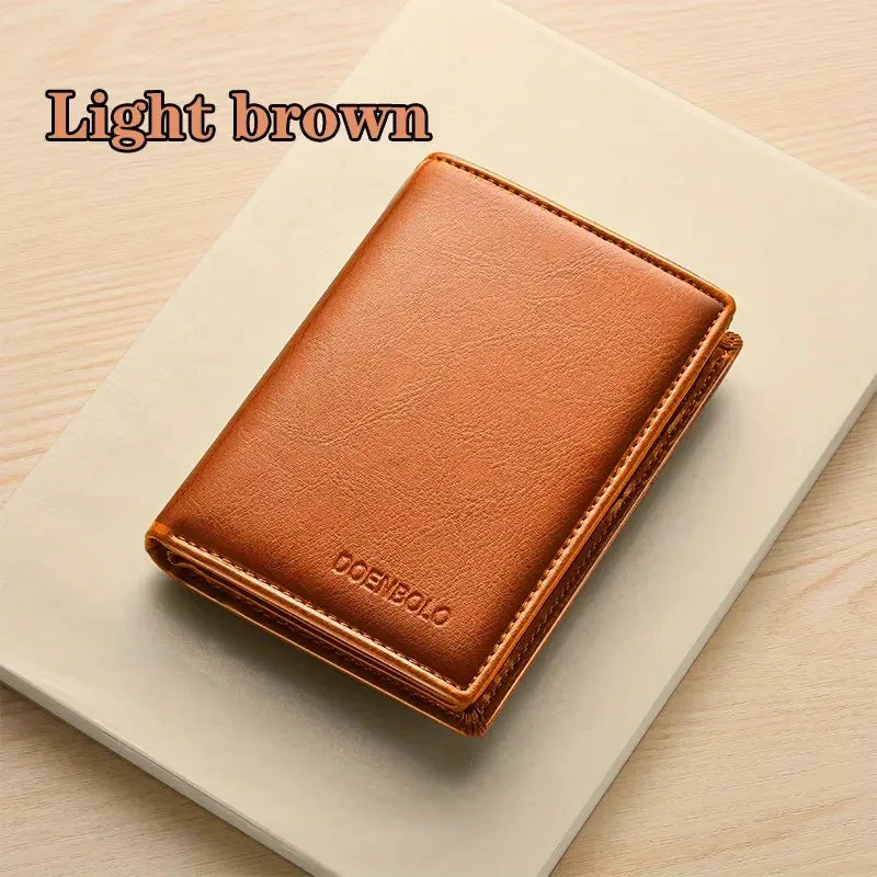 Cartera de cuero para hombre con bloqueo RFID antirrobo