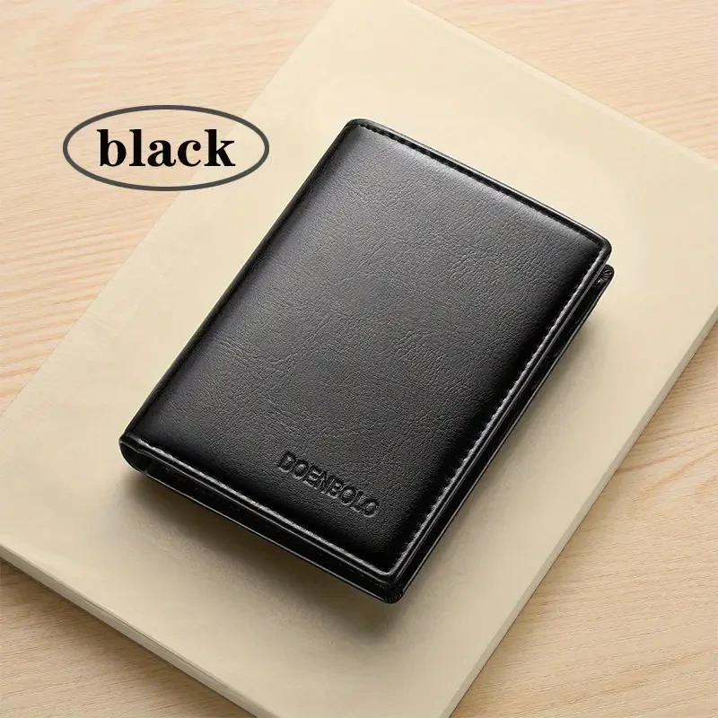 Cartera de cuero para hombre con bloqueo RFID antirrobo