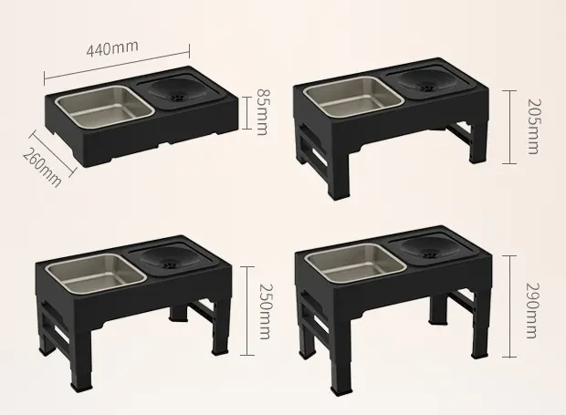 Comederos dobles para perros de acero inoxidable con altura ajustable, comederos elevados para perros grandes y bebederos para perros grandes.