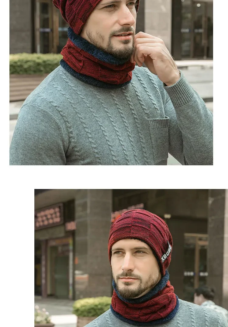 Conjunto de cuello de gorro y gorro de punto de terciopeloConjunto de cuello de gorro y gorro de punto de terciopelo