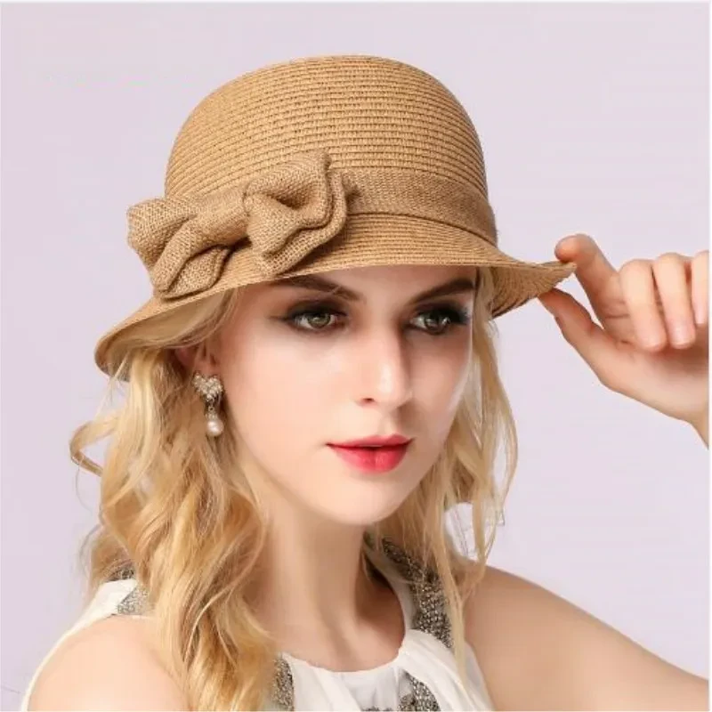 Sombrero de sol con lazo para mujer con protección solar