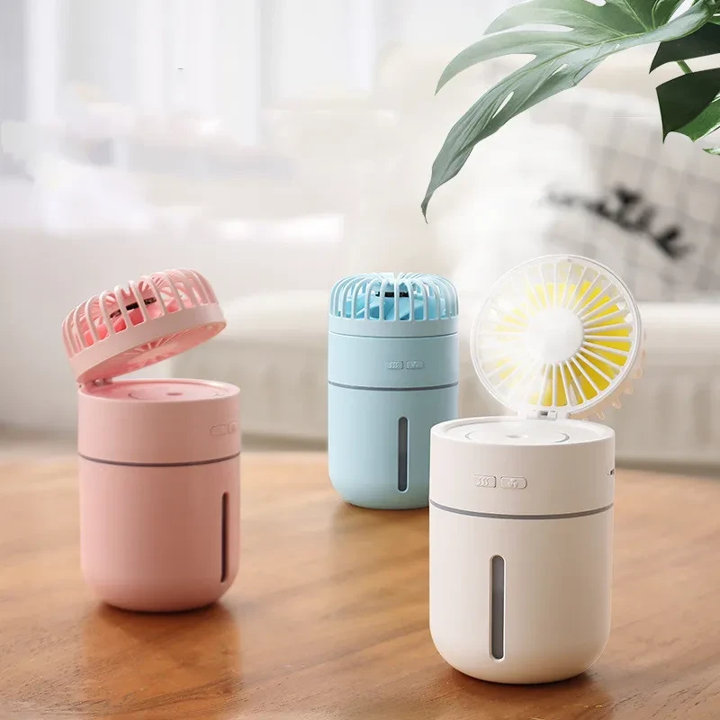 Ventilador de escritorio multifuncional con carga USB, refrigeración y humidificación