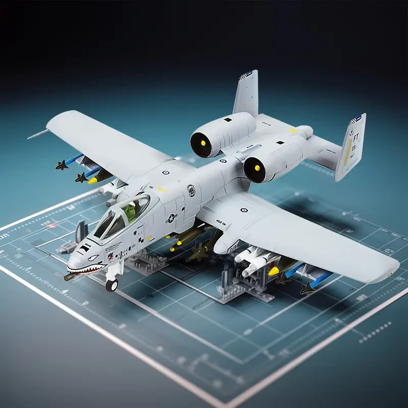 Modelo de avión de ataque A-10 Thunderbolt II (1 pieza): fundición a presión y plástico, coleccionable con detalles intrincados, réplica militar auténtica con soporte de exhibición, regalo perfecto para entusiastas de la aviación.
