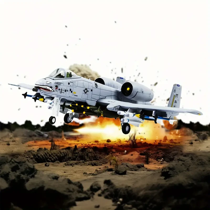 Modelo de avión de ataque A-10 Thunderbolt II (1 pieza): fundición a presión y plástico, coleccionable con detalles intrincados, réplica militar auténtica con soporte de exhibición, regalo perfecto para entusiastas de la aviación.