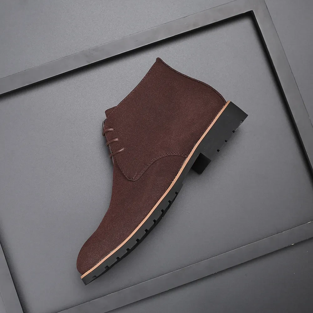 Zapatos casuales de cuero para hombre, botas de cuero Zhongbang con cordones delanteros, tacón bajo, talla grande