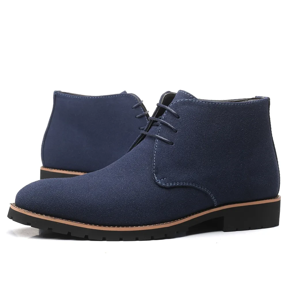 Zapatos casuales de cuero para hombre, botas de cuero Zhongbang con cordones delanteros, tacón bajo, talla grande