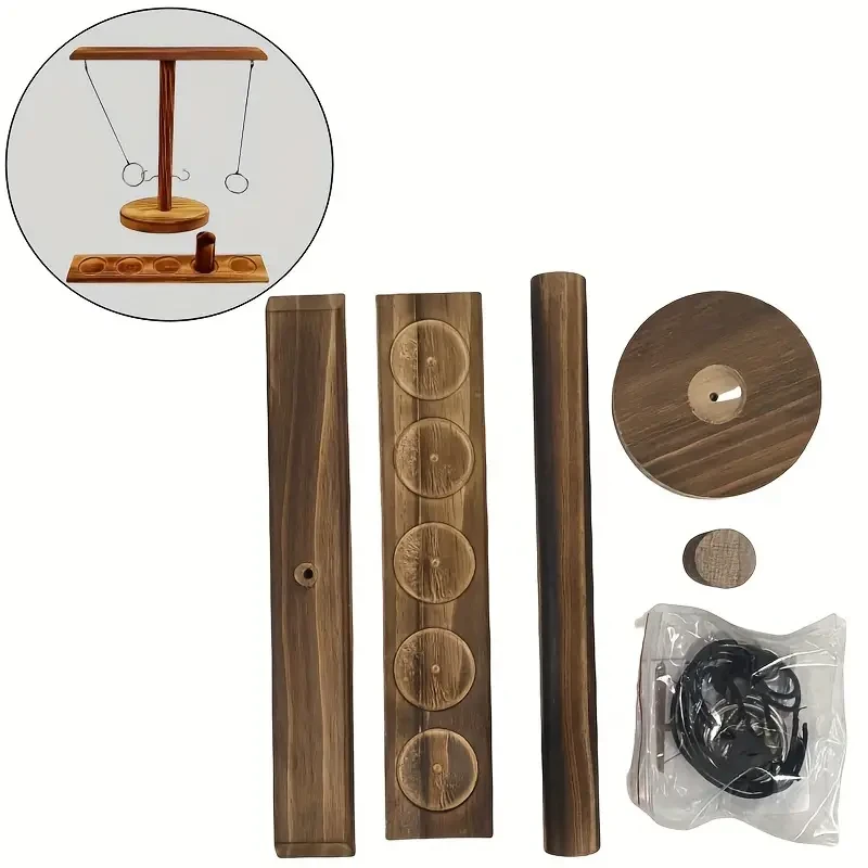 Juego creativo de gancho y aro de madera