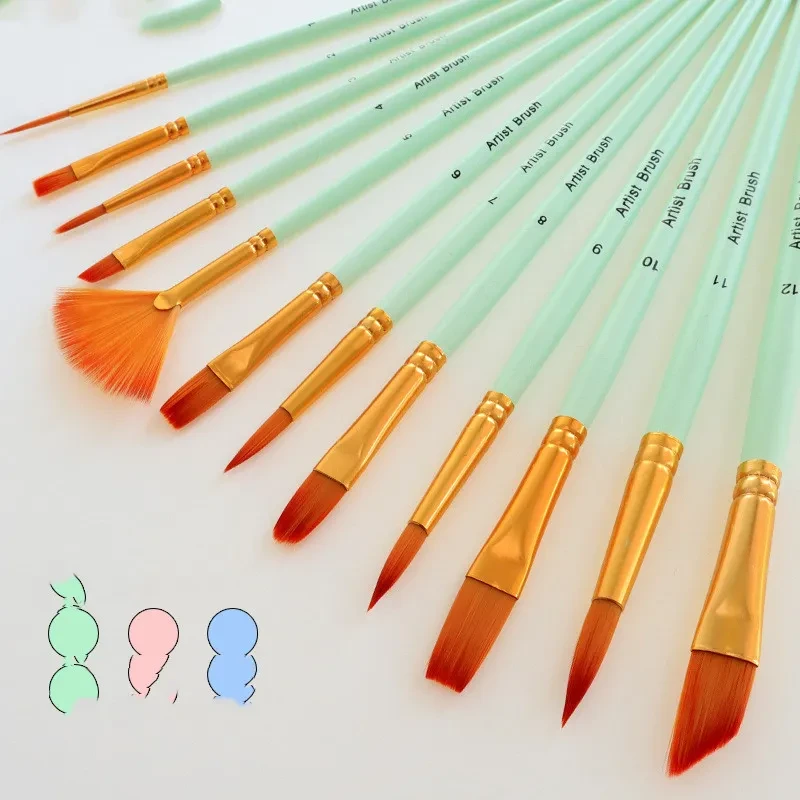 Pincel de nailon de 12 colores degradados