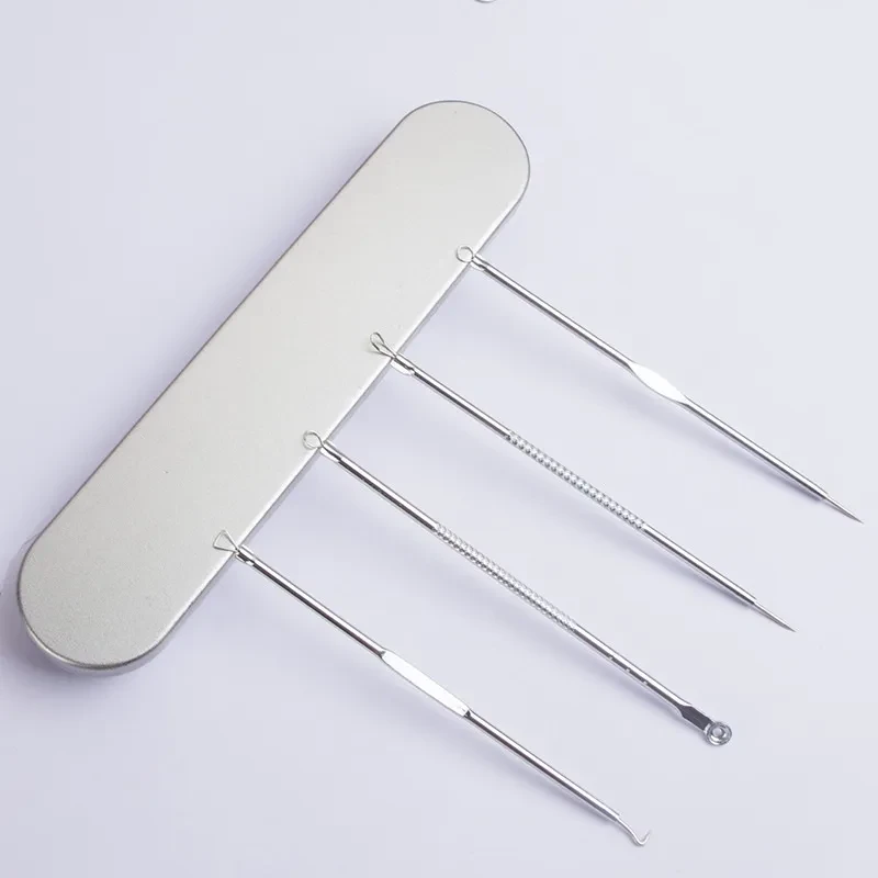 Caja de hierro de acero inoxidable para agujas de acné, herramientas de belleza