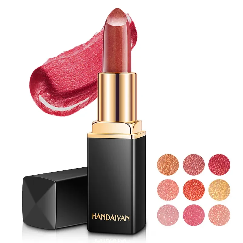 Lápiz labial metálico brillante color perlado