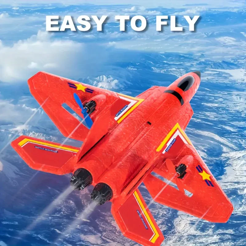 HW32, material EPP, avión de combate F22 de control remoto de 2.4G y 2.5 canales (tierra, mar y aire), con atractivas luces LED de navegación nocturna y giroscopio de seis ejes. Regalo de Halloween y Navidad.