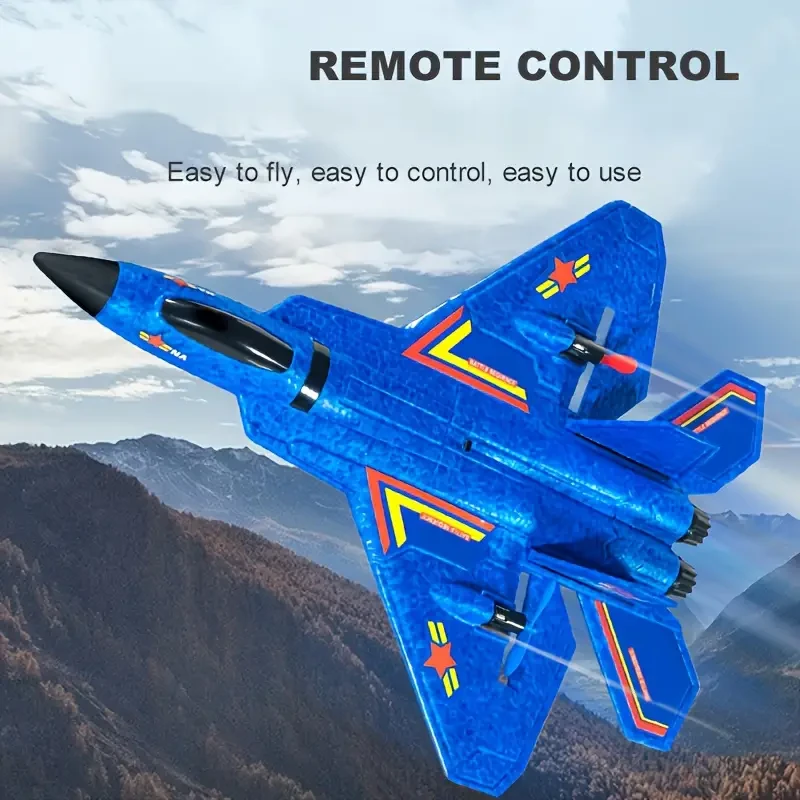 HW32, material EPP, avión de combate F22 de control remoto de 2.4G y 2.5 canales (tierra, mar y aire), con atractivas luces LED de navegación nocturna y giroscopio de seis ejes. Regalo de Halloween y Navidad.