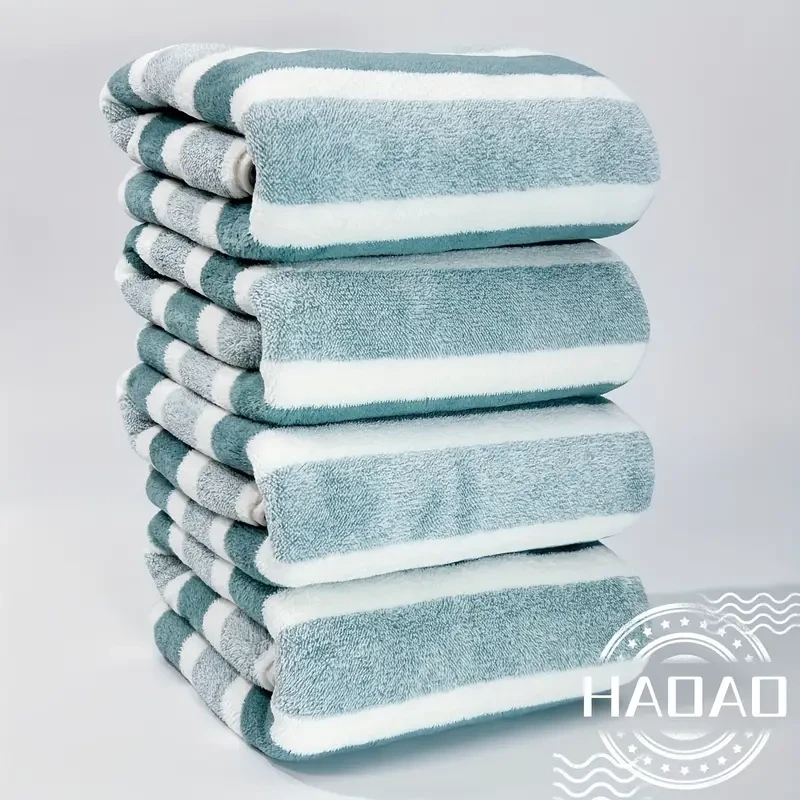 Juego de toallas de baño a rayas absorbentes