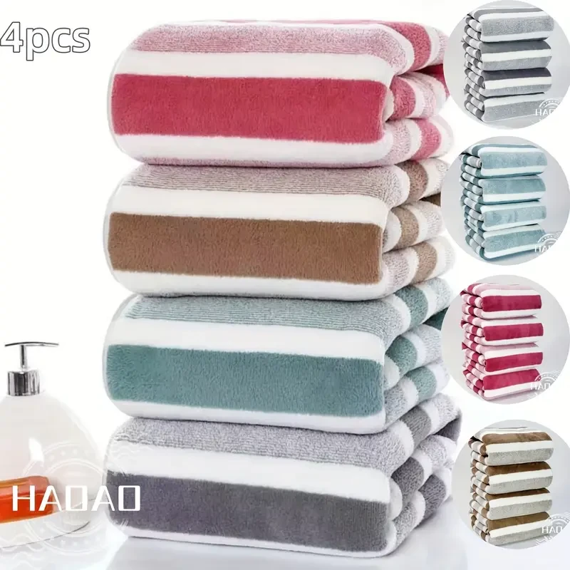 Juego de toallas de baño a rayas absorbentes