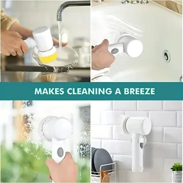 Cepillo de limpieza, limpiador de cocina de mano recargable por USB, cepillo rotatorio sin frío, cepillo eléctrico recargable para baño, cepillo de limpieza rotatorio automático para limpieza.