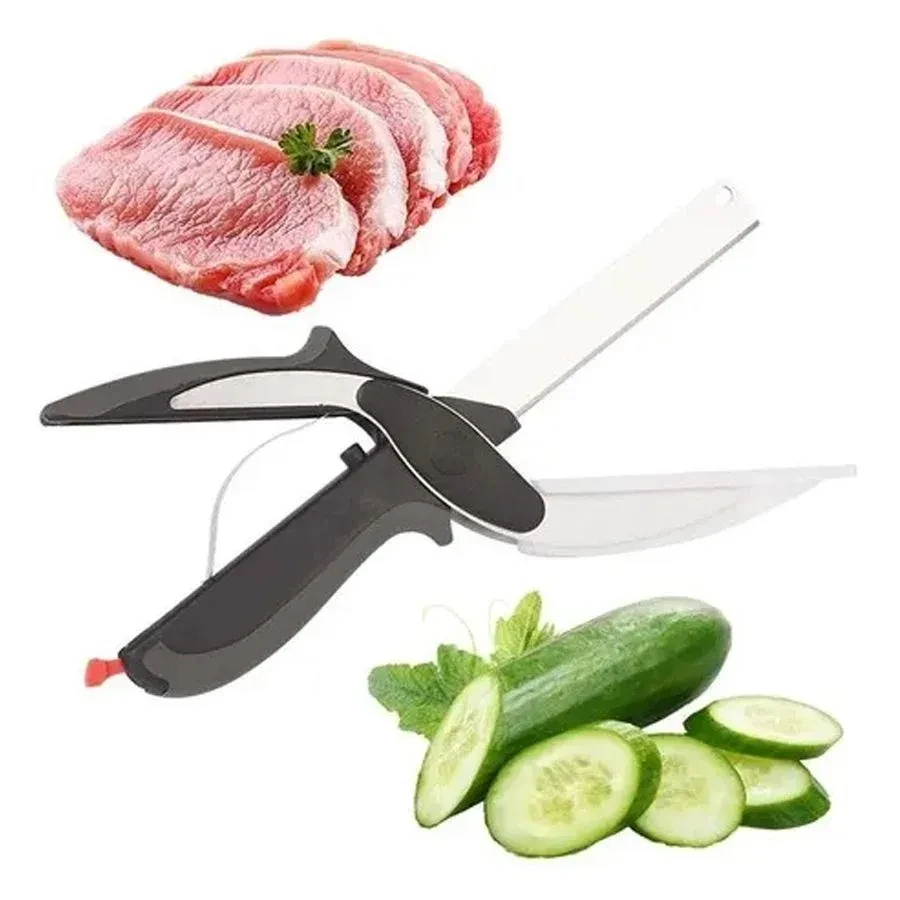 Tijeras Cuchillo Cortador Multiusos 2 En 1 Clever Acero Inoxidable