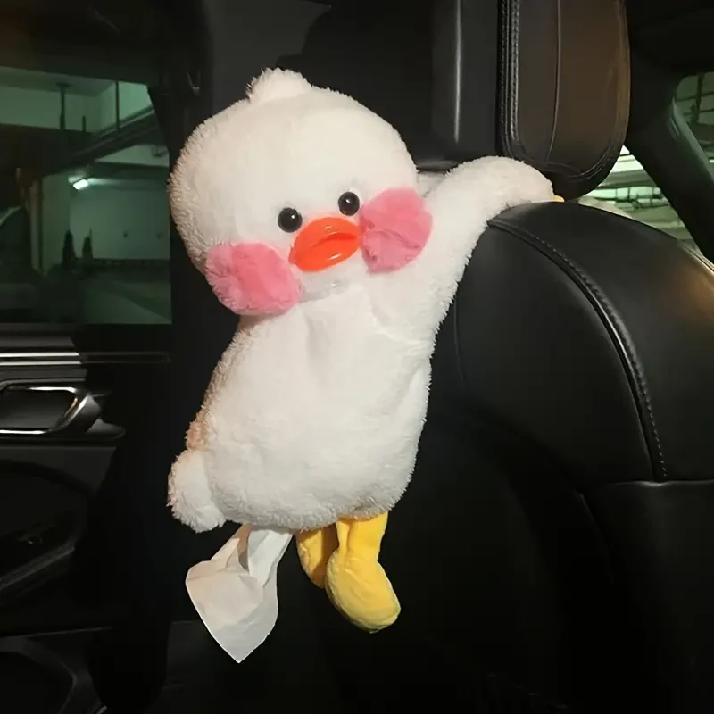 1 adorable porta pañuelos colgante para coche con forma de pato