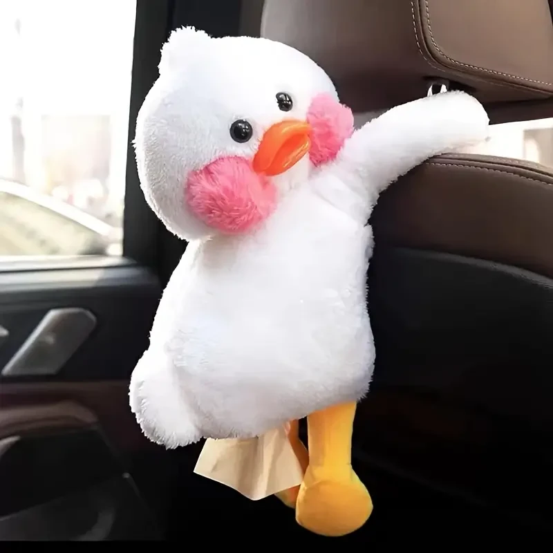 1 adorable porta pañuelos colgante para coche con forma de pato