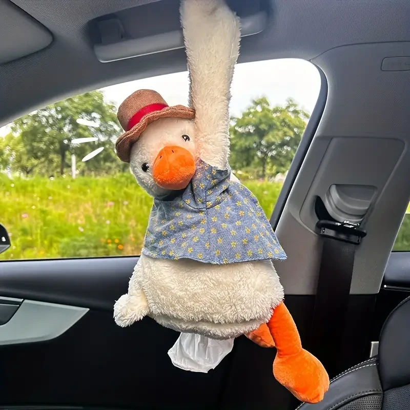 1 adorable porta pañuelos colgante para coche con forma de pato