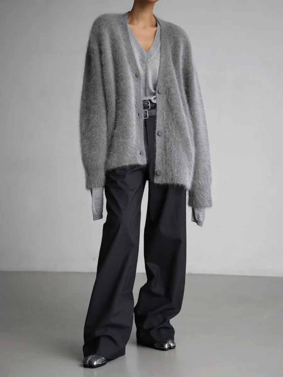 Cárdigan de punto con cuello en V y botones, moda otoño invierno, botonadura sencilla