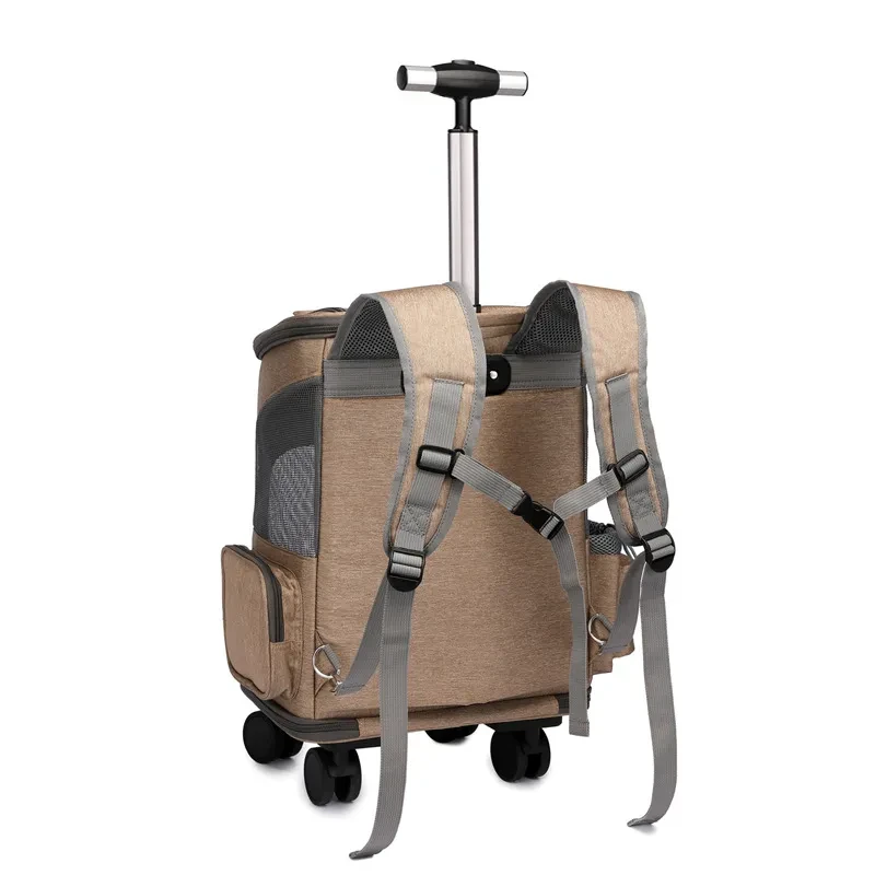 Mochila portátil plegable con carrito para mascotas
