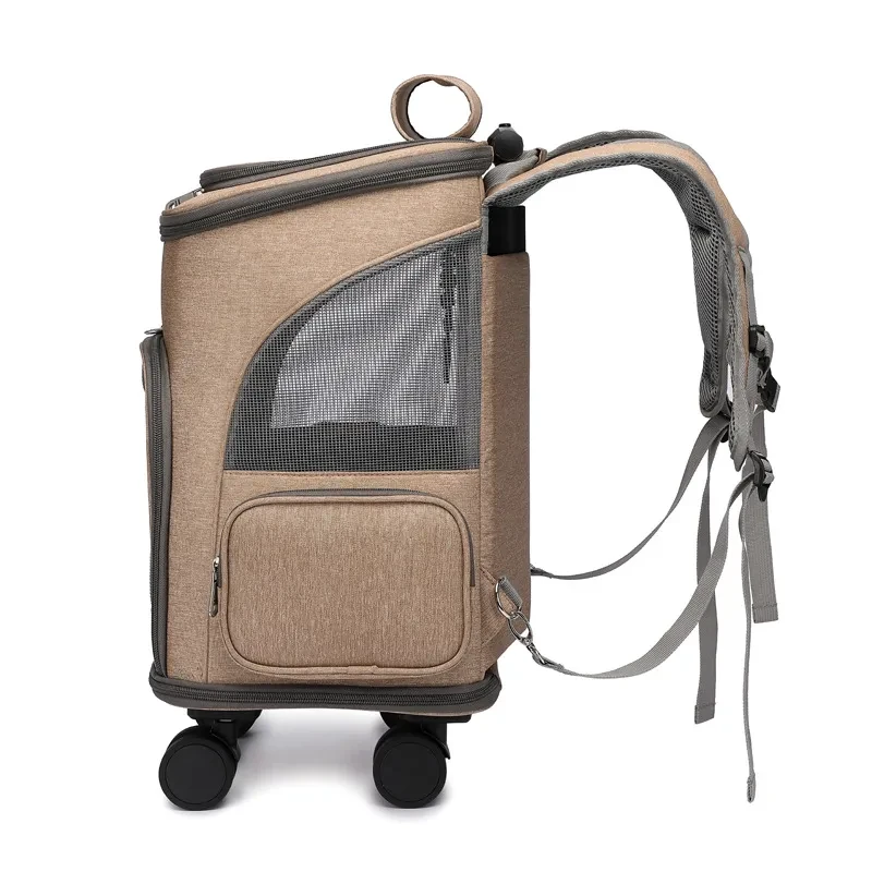 Mochila portátil plegable con carrito para mascotas