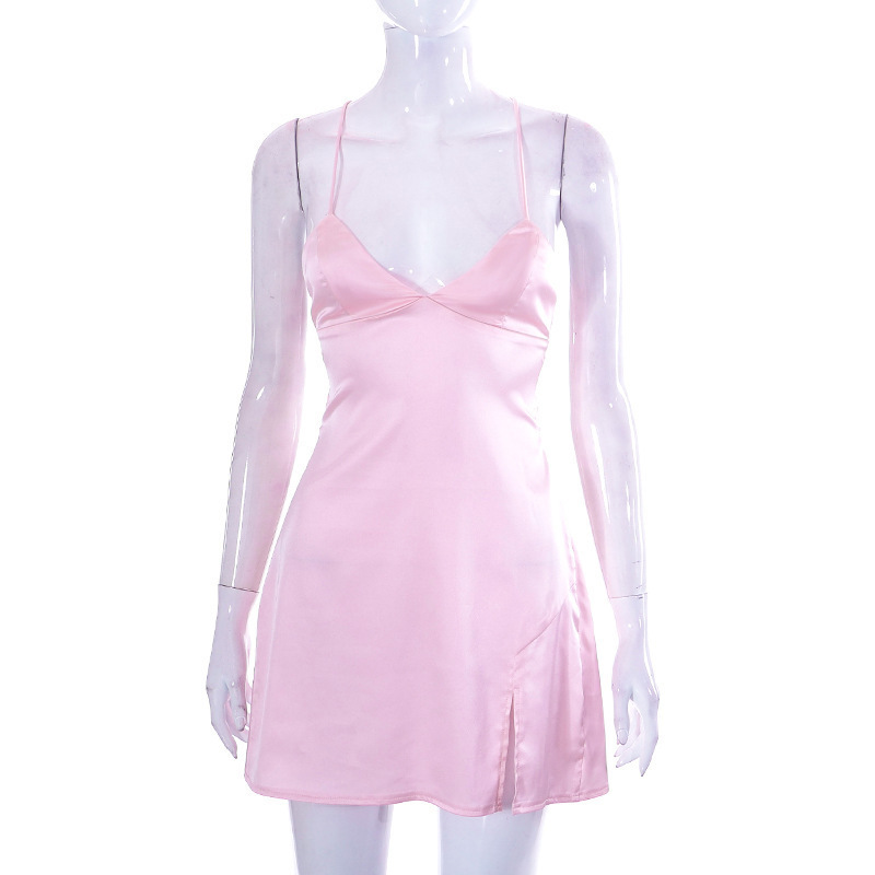 Vestido con espalda descubierta y lazo para mujer