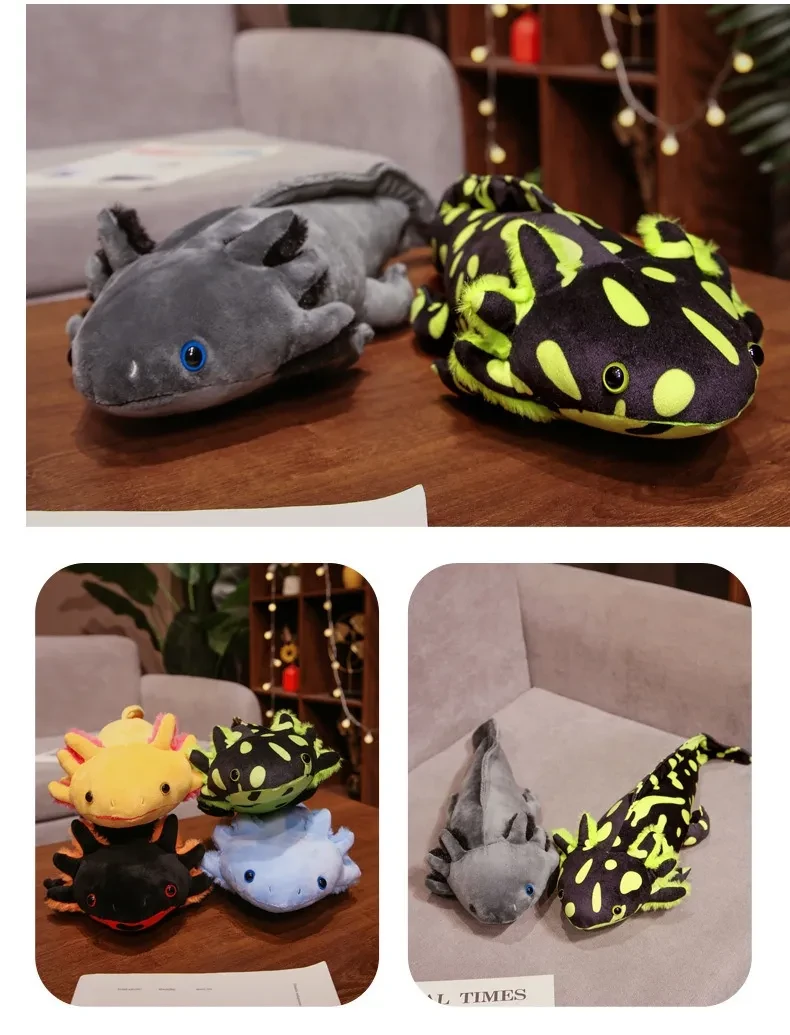 Lindo muñeco de dinosaurio de peluche con forma de salamandra y dragón hexagonal moteado