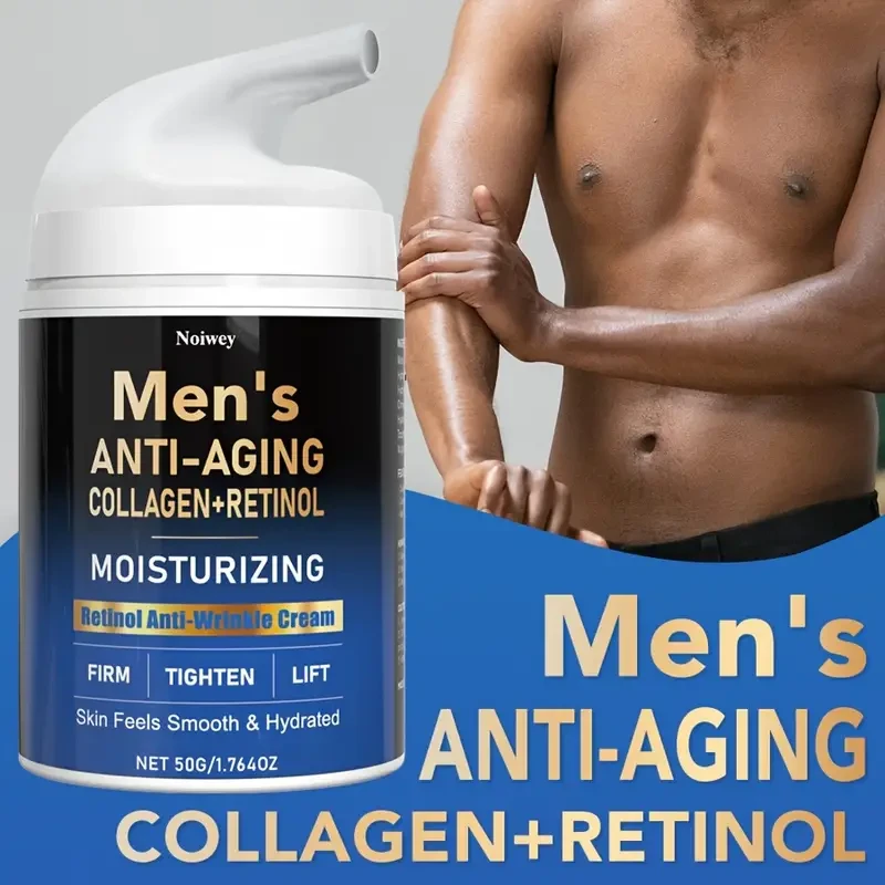 Crema reafirmante corporal con retinol y colágeno para hombres - Hidratante antiedad sin perfume con aceite de jojoba, cafeína y ácido hialurónico - Loción reafirmante corporal enriquecida con vitamina E para todo tipo de piel - 50 g
