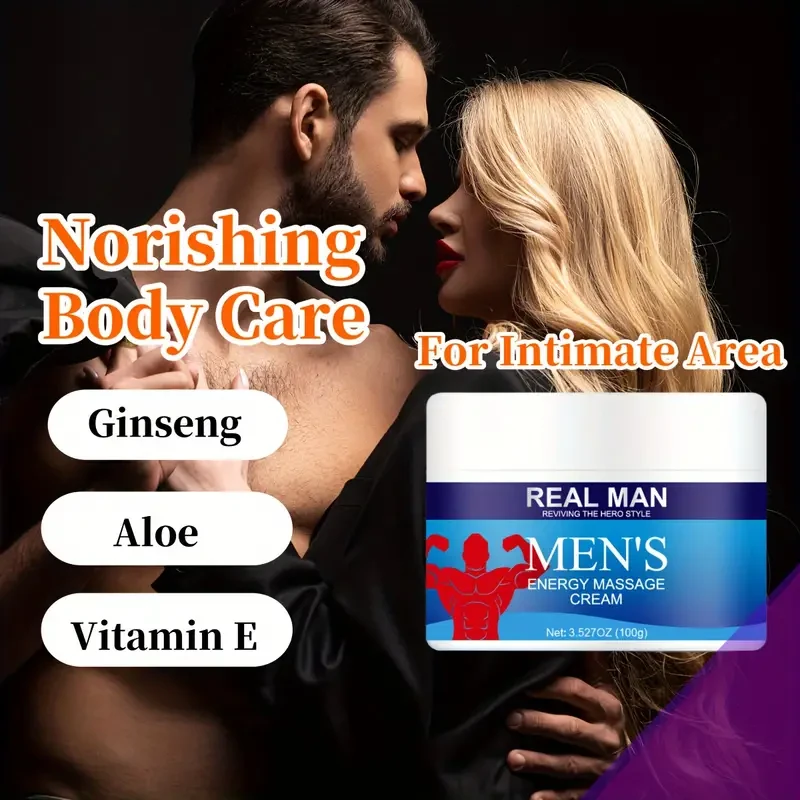 Crema de masaje para hombres con ginseng y aloe vera (100 g), hidratante sin alcohol con glicerina, aroma fresco, para todo tipo de piel, enriquecida con vitamina E para hidratar y revitalizar, ideal para deportistas.