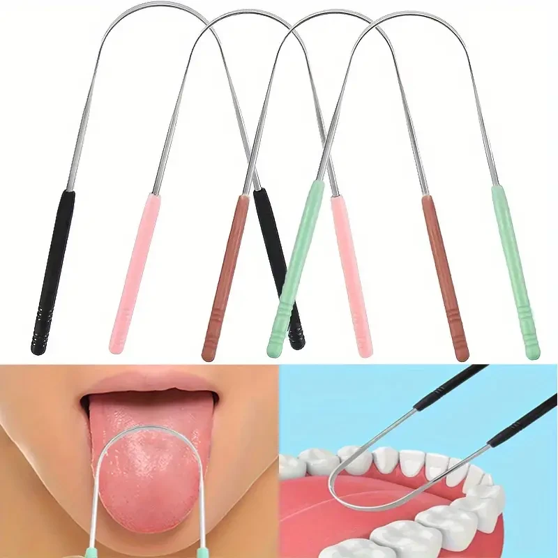 Raspador de lengua reutilizable de acero inoxidable - Herramienta de cuidado bucal con agarre cómodo