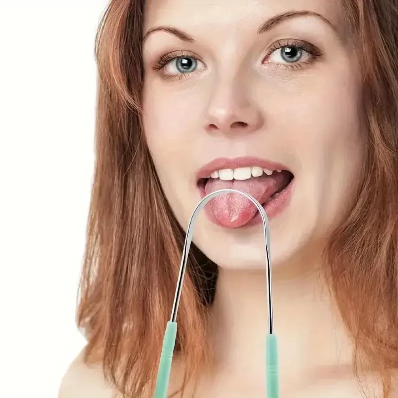 Raspador de lengua reutilizable de acero inoxidable - Herramienta de cuidado bucal con agarre cómodo