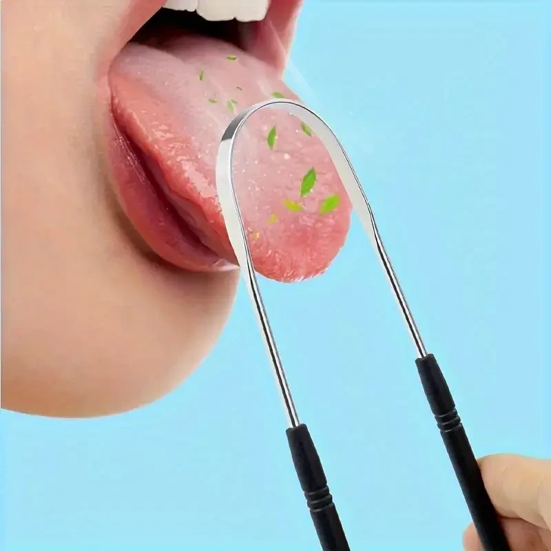 Raspador de lengua reutilizable de acero inoxidable - Herramienta de cuidado bucal con agarre cómodo