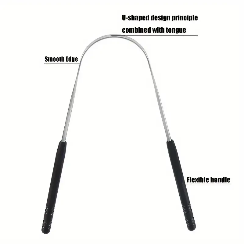 Raspador de lengua reutilizable de acero inoxidable - Herramienta de cuidado bucal con agarre cómodo
