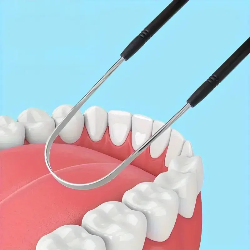 Raspador de lengua reutilizable de acero inoxidable - Herramienta de cuidado bucal con agarre cómodo