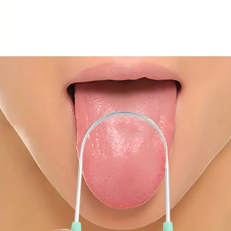 Raspador de lengua reutilizable de acero inoxidable - Herramienta de cuidado bucal con agarre cómodo
