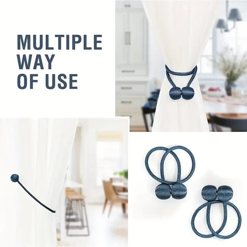 2 pares de abrazaderas magnéticas para cortinas