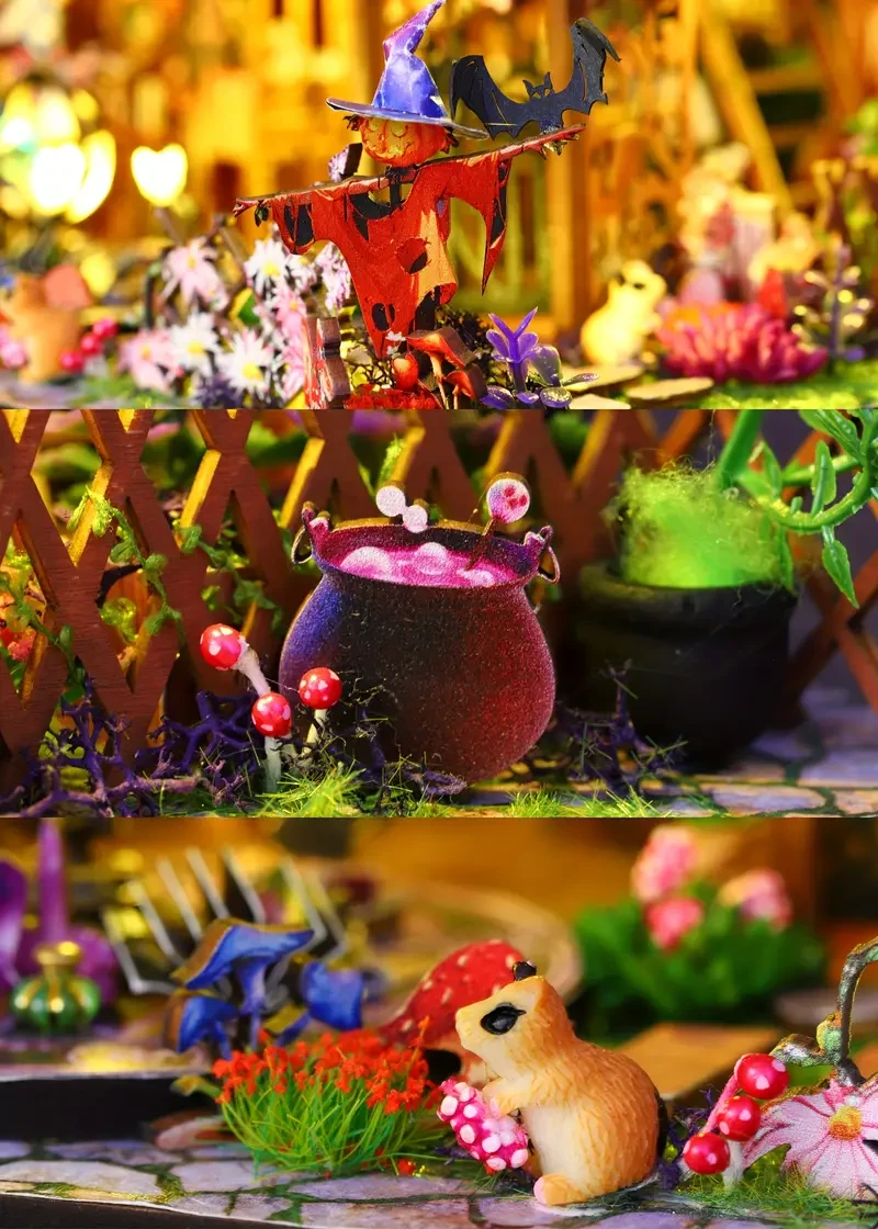 Kit de cabaña mágica - Modo rompecabezas de madera 3D iluminado