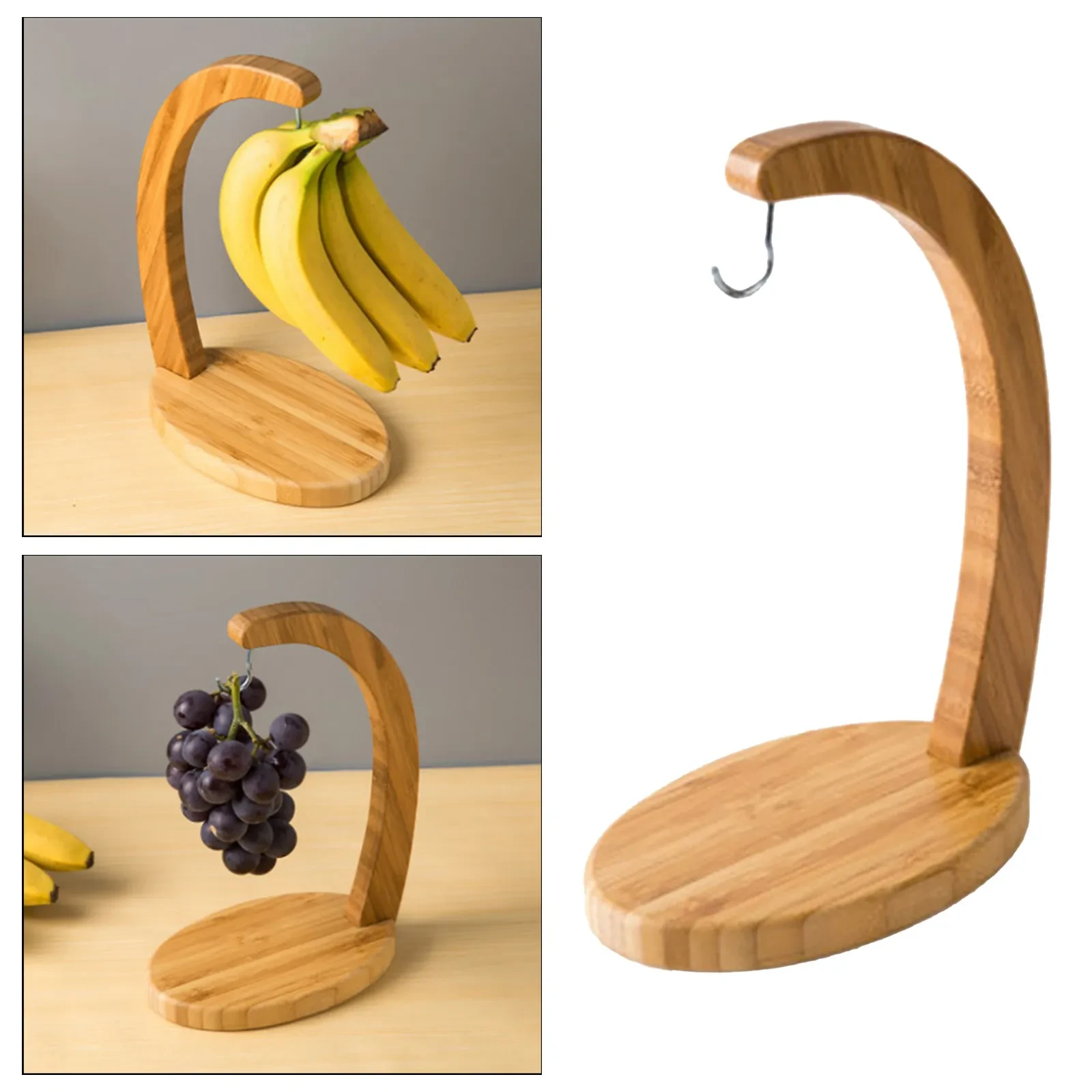Estante de almacenamiento de frutas de bambú tipo plátano para organizar el almacenamientoEstante de almacenamiento de frutas de bambú tipo plátano para organizar el almacenamiento