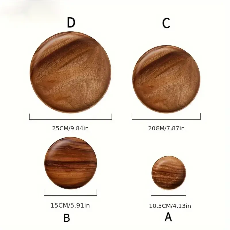 Juego de 4 platos de madera natural