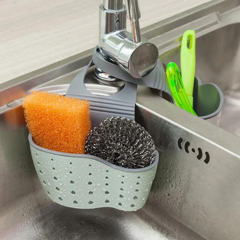 Estante de almacenamiento de plástico para fregadero de cocina