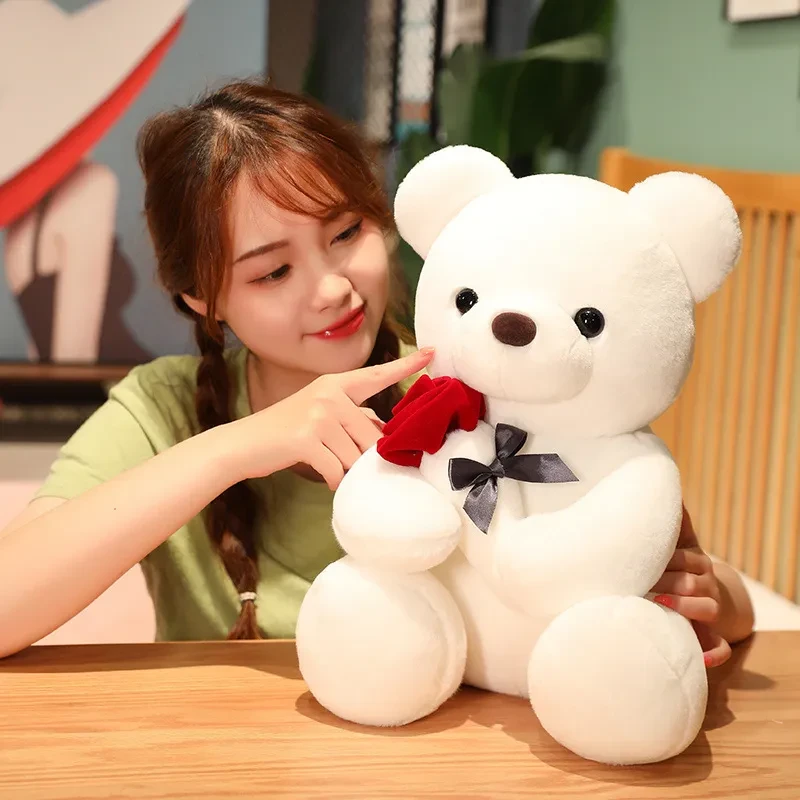 Oso de peluche de 23-45 cm con forma de rosa, bonito y suave, ideal como regalo de cumpleaños o San Valentín.