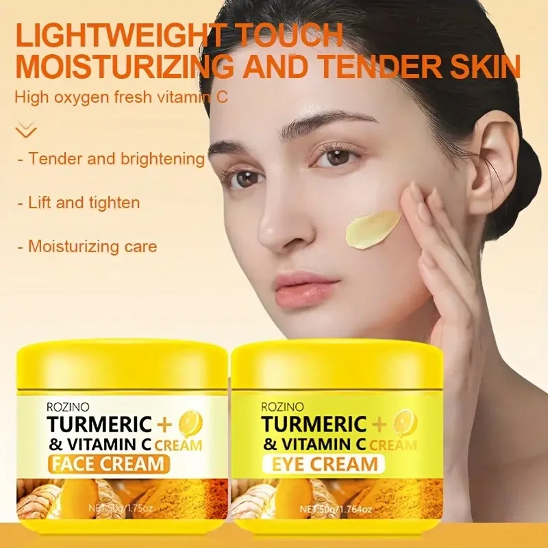 Set de 6 cremas hidratantes para rostro, ojos, manos y pies con cúrcuma y vitamina C. Incluye aceite esencial y champú. Hidratante, antiedad, minimiza los poros, hidratación duradera, sin alcohol, apto para todo tipo de piel.