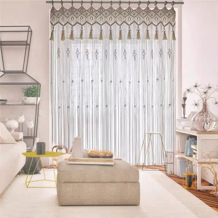Cortina de tapicería tejida a mano estilo bohemio para decoración de bodas.