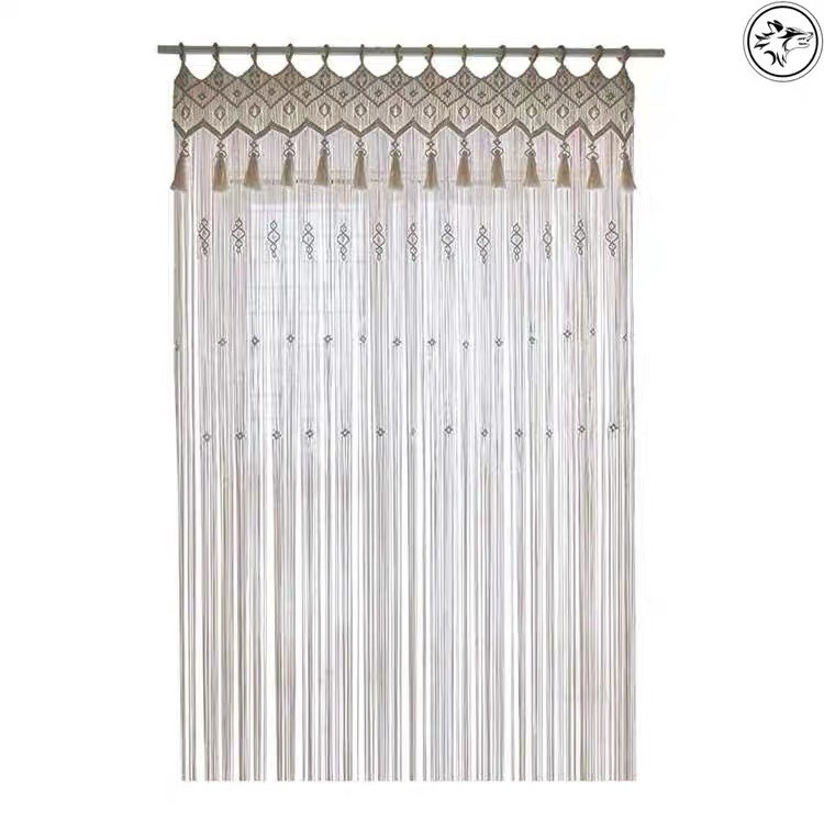 Cortina de tapicería tejida a mano estilo bohemio para decoración de bodas.