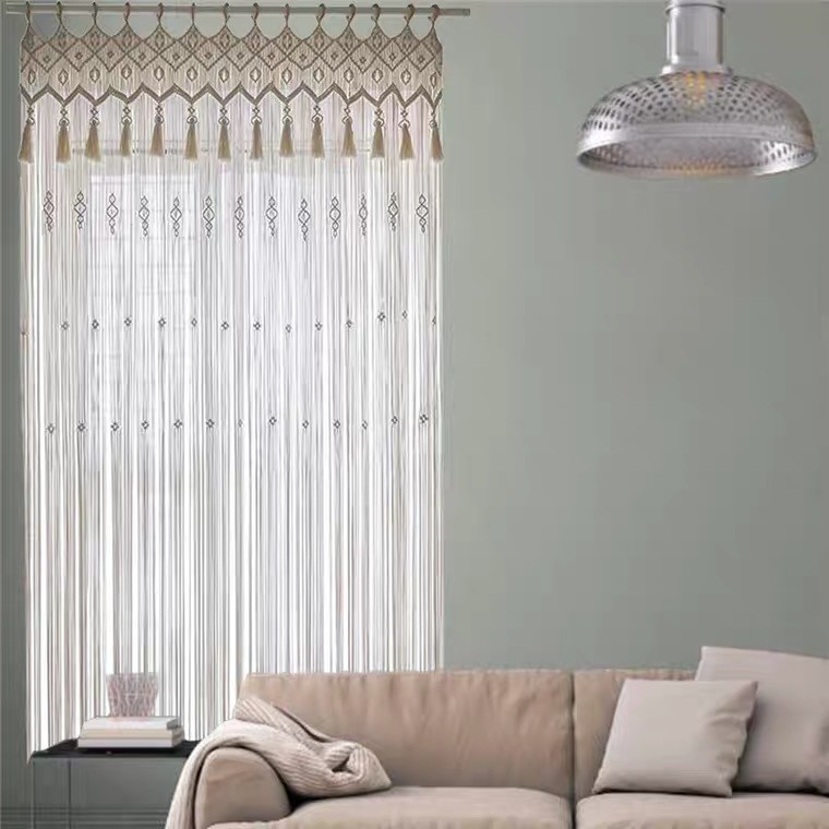 Cortina de tapicería tejida a mano estilo bohemio para decoración de bodas.