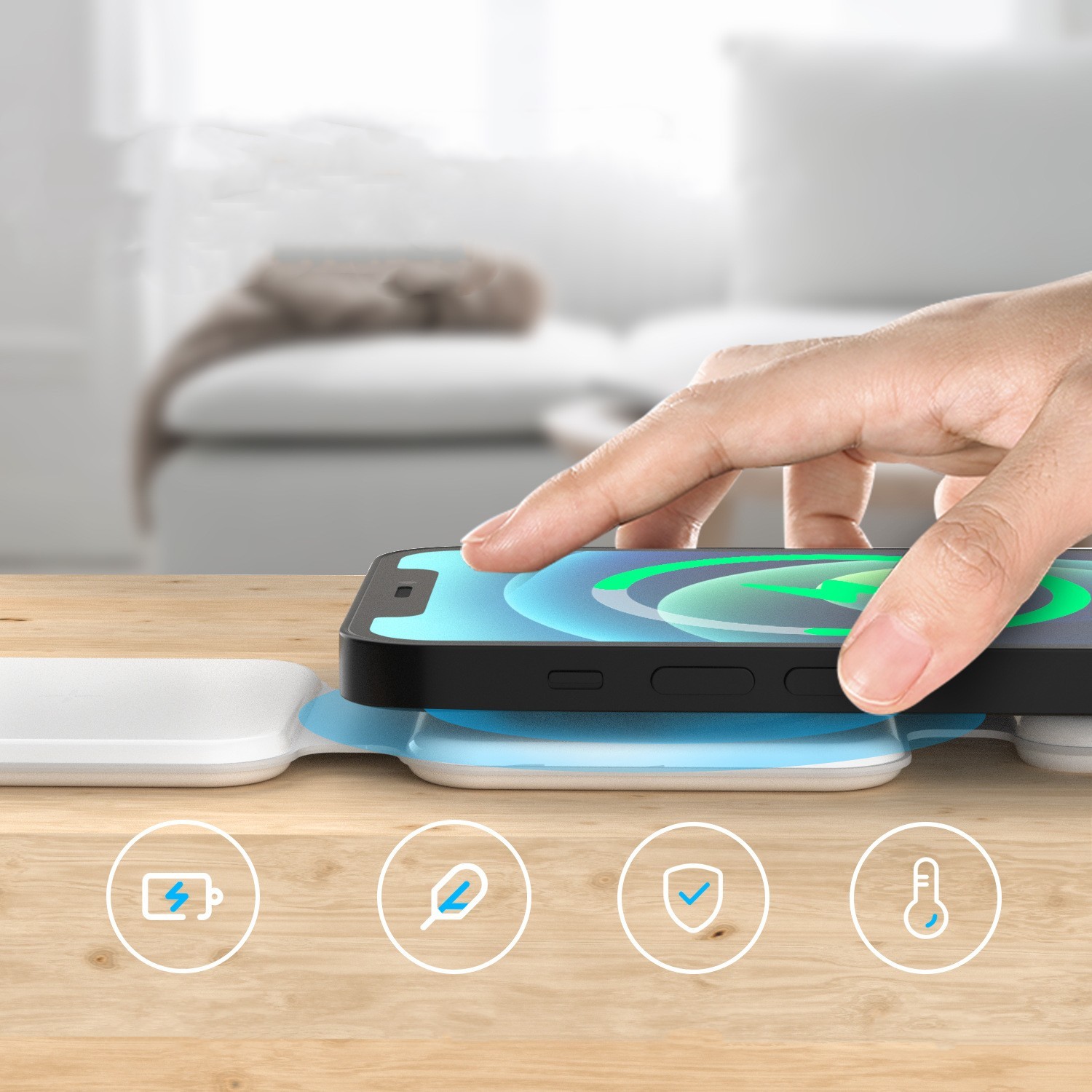 Cargador inalámbrico plegable magnético 3 en 1 para múltiples dispositivos. Cargador inalámbrico plegable para teléfono celular.